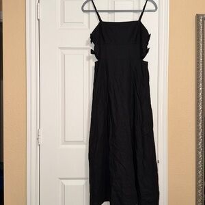 WAYF Linen Blend Bow Cutouts Dress